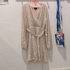 Bardot junior gold sequin wrap dress girls sz 10
